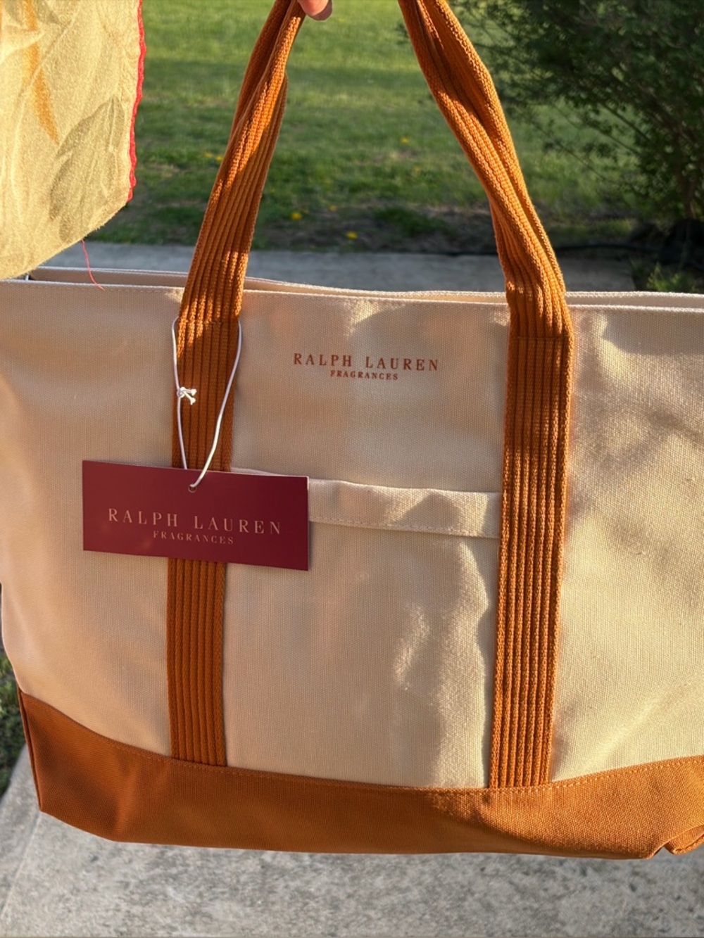 Ralph Lauren Canvas Tote in Cream and Tan - Picture 2 of 10